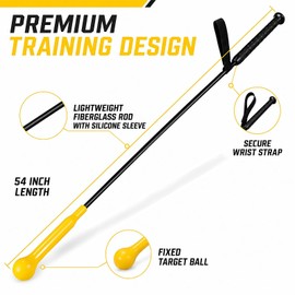 Batting Swing Trainer,54" Baseball Hitting Stick with Grip Strap,Training Equipment for Baseball Softball,One-on-One Coaching Trainer with Target Ball for Batting Practice