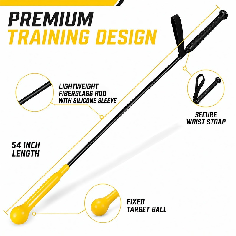 Batting Swing Trainer,54" Baseball Hitting Stick with Grip Strap,Training Equipment