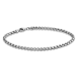Miabella Solid 925 Sterling Silver Italian 3.5mm Square Rolo Link Round Box Chain Bracelet for Women Men, Made in Italy (7.5, Rhodium-Plated-Silver)