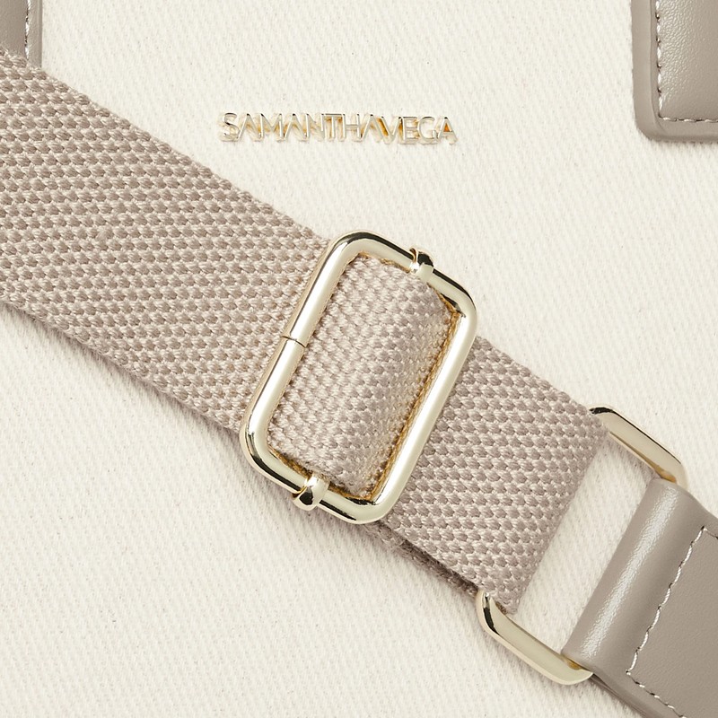 Samantha Vega Shoulder Bag, Canvas Handbag, gray