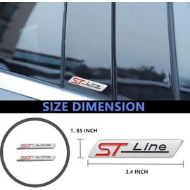 1pcs 3D Metal ST Line Rear Car Emblem Badge, fiesta st accessories, st line badge, Chrome Material Trunk Sticker (Matte Silver)