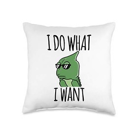 Funny Chameleon Gifts I Do What I Want Chameleon Pet Throw Pillow, 16x16, Multicolor
