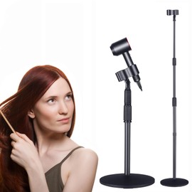 TAYUQEE Hair Dryer Holder Hands Free 59in/150cm Height Adjustable Blower Stand with Upgraded Larger Clamp, 180 Degrees Rotatable Heavy Duty Blow Dryer Floor Stand Countertop Holder