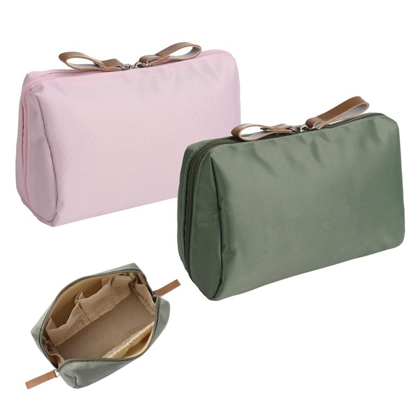 umorismo 2 Pack Travel Makeup Bag for Women Small Waterproof Cosmetic Bag Makeup Bag Travel Bag Organizer Storage for Women Girls Toiletry and Makeup, Pink/green