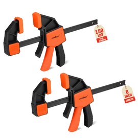 HORUSDY 6-Inch Bar Clamps for Woodworking, 2-Pack Quick Grip Clamps, Heavy-Duty F-Clamp & Spreader, Trigger Clamp with 150 LBS Load Limit for Woodworking, Carpentry, and DIY Projects