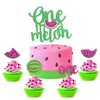 Watermelon Cake Toppers Set of 25 One in a Melon Cupcake Decorations Baby Shower Girl 1st Birthday Supplies Glitter Summer Fruit Sweet to be One Themed Party
