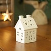 Fyne-Finds Warm LED House White Gloss Ceramic Hut Set Pair