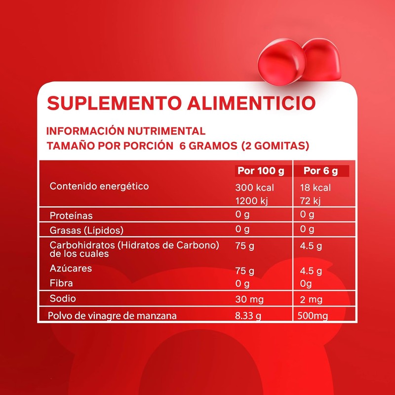 Migomita VINAGRE DE MANZANA 60 Gomitas100% Naturales Sin Gluten