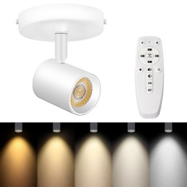 TuyuBEE Remote Control Ceiling Spotlight Flush Mount Adjustable Directional LED Spot Lights Indoor Dimmable Accent Fixture for Art Picture Living Room - Bright CRI90+ 24° Flicker Free 10W 800lm White