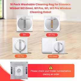 16 Pack Washable Cleaning Rag for Ecovacs Winbot W2 PRO Omni / W2 PRO, W1 Pro / W2 / W1 / W2 Omni Window Cleaning Robot, Reusable Microfiber Cleaning Rag Cloth Replacement Accessories