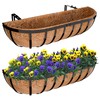 Halatool 24 Inch Railing Planter Box, 2 Pack Trough Planter