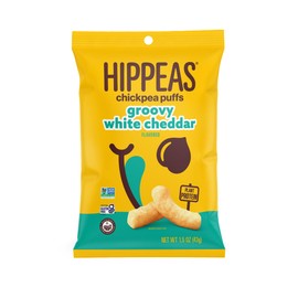 Hippeas Chickpea Puffs, Groovy White Cheddar, 1.5 Ounce (Pack of 1), 6g Protein, 4g Fiber, Vegan, Gluten-Free, Crunchy, Plant Protein Snacks