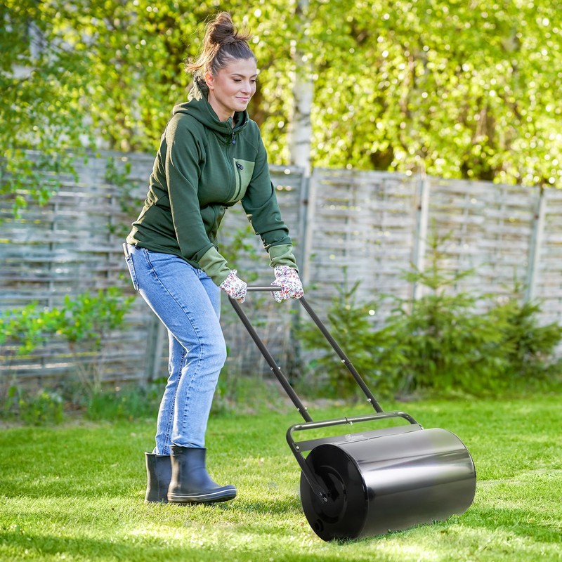 Outsunny 20-Inch Push/Tow Behind Lawn Roller Filled with 10 Gal