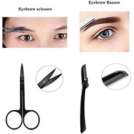 JSBelle 11 en 1 Kit de tijeras para el cuidado de las cejas, Incluye afeitadora recortadora facial, maquinillas de afeitar faciales, cepillo para cejas, tijeras para cejas, pinzas (11 Pcs)