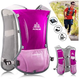 HINATAA 5L Multifunction Hydration Backpack Super Lightweight Breathable Mesh Adjustable Hydration Straps Hiking Climbing Marathons (Pink)