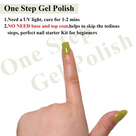 Imtiti Gel Polish, Eucalyptus Green Gel Polish 3 in 1 One Step Gel Polish Kit, Soak Off LED U V Gel Polish Nail Art Starter Manicure Salon for Women Girls 0.3 Fl Oz