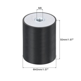 sourcing map 40 x 50mm M8 Thread Female Rubber Mounts, Vibration Isolators, Replaces Anti Vibration Pads Flat Silent Block Base Block