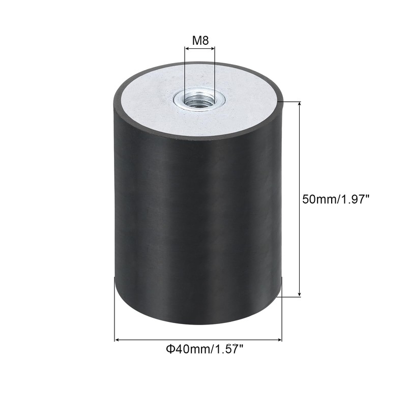 sourcing map 40 x 50mm M8 Thread Female Rubber Mounts,