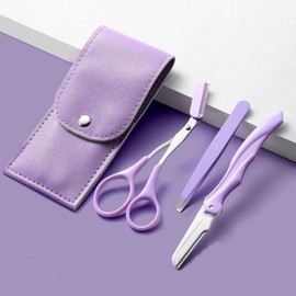 Eyebrow Grooming Tool Set 3-Piece: Thinning Scissors, Tweezers Eyebrow Razor 2ea