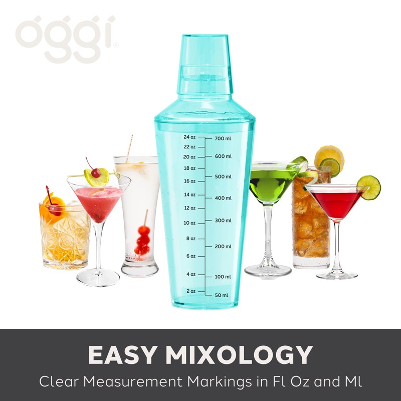 OGGI Clear Cocktail Shaker - 24 oz / 700 ml,