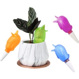 Plant Self Watering Stakes Moist Roots for Plant Healthier Self Watering Planter Drip Irrigation Watering Spikes Automatic Dripper Watering Bird Reservoir 4 Packs