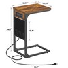 TUTOTAK C Shaped End Table with Charging Station, Side Table