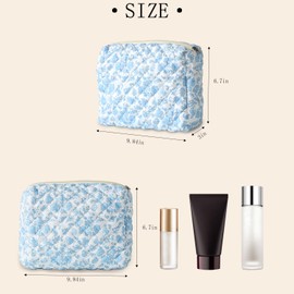 keppesring Makeup Bag for Women Cosmetic Bag,Printed cotton material Cosmetic Bag,Makeup Pouch Cute Makeup Bag,Purse Zipper Storage Bag Floral Toiletry Organizer Bag for girls(Orchid)