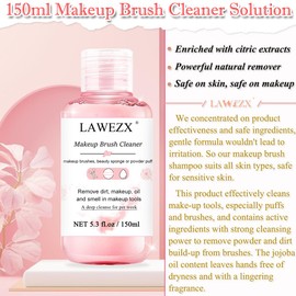 150ml Make-up-Pinselreiniger, LAWEZX Schminkpinsel Reinigung, entfernt Make-up, Schmutz und Verunreinigungen von Make-up Pinsel, Schwamm oder Puderquaste, Sanft und Sicher Flüssiger Reiniger