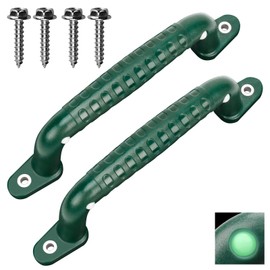 WWFFEN Luminous Climbing Handle, Outdoor Play Equipment, Non-Slip Climbing Frame, Safety Game Grab Handles, Armrest, for Playground, Tree House, Playhouse, Bunk Bed, Safety Accessories (2 Pieces/Green