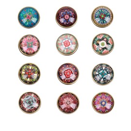Decorative Button Spring Hook Button Round 0.7 inch (18 mm) Retro Craft Cute Leather Craft (C Set of 12)