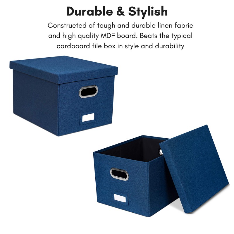 Internet's Best Collapsible File Storage Organizer - Decorative Linen Filing