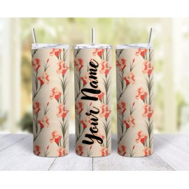 Mugzan Beautiful Gladiolus Garden Stainless Steel Skinny 20 Oz Tumbler W Lid & Straw