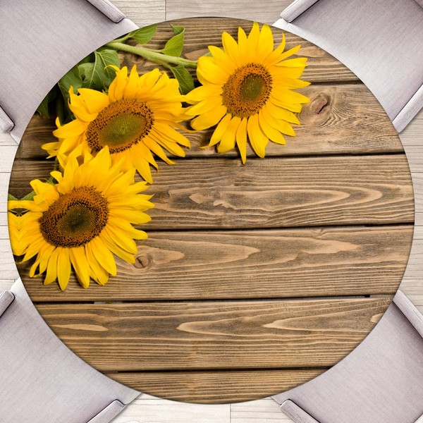 Butaluk Sunflower Round Tablecloth Round Fitted Tablecloth with Elastic Round