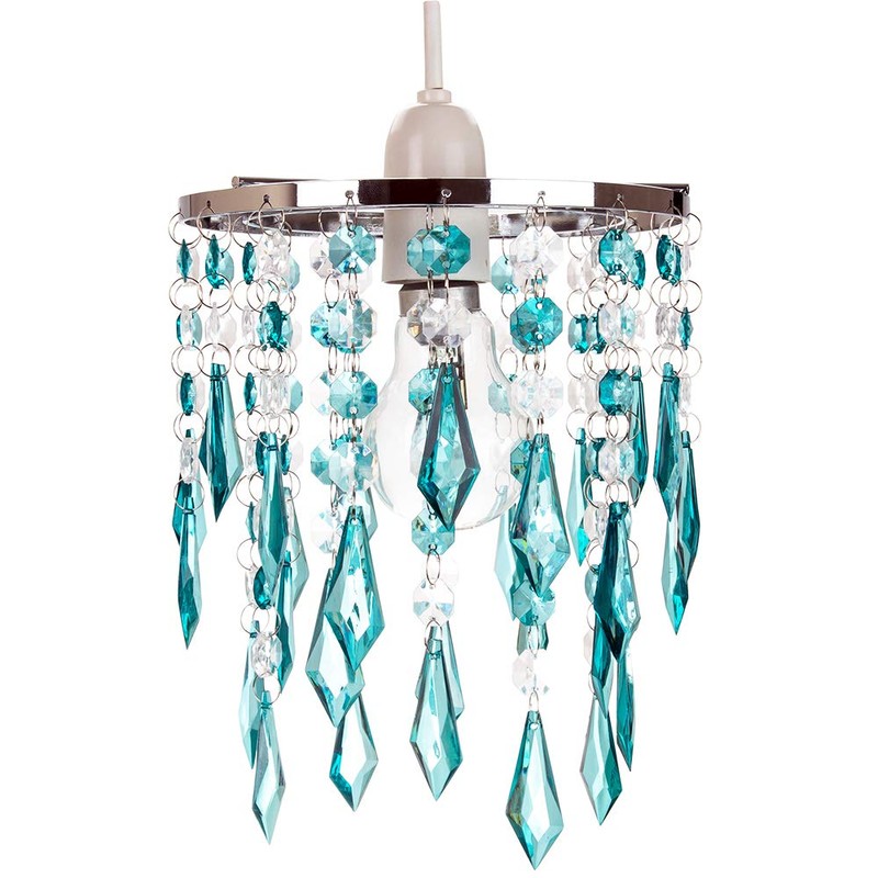Modern Waterfall Design Easy Fit Pendant Shade with Clear/Teal Acrylic