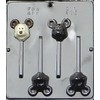 Cartoon Mickey Mouse Head Lollipop Chocolate Candy Mold 233, 4 Cavities, 2.3" x 2"