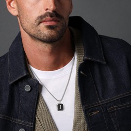 Initial Necklace for Men - Silver Letter F Pendant Initial Necklace for Men Boys Stainless Steel Rope Chain Initial Necklace Women Mens Jewelry Birthday Gifts for Men Boyfriend Christmas Gifts