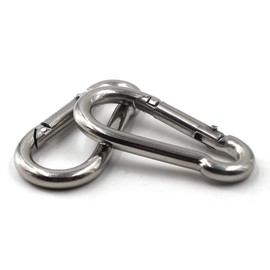 Merriway BH06887 (2 Pcs) Stainless Steel 316 A4 Marine Grade Carabiner Snap Spring Clip Hook M5 (3/16 inch) - Pack of 2 Pieces
