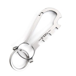 7 in 1 Portable Keychain Multitool with Spoke Key, Phillips Screwdriver, Bottle Opener CNC Keyring Tool Suitable for Outdoor/Cycling/Home, Steel colour