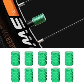 Honibaoto 10 PCS Car Tire Valve Stem Caps, Aluminum Tire Air Cap Set, Dust Proof & Corrosion Resistant Stem Covers, Car Accessories for SUV Bike Bicycle Truck Motorcycle (Green)