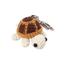 CIBBALIY Mini Handmade Crochet Turtle Keychain Crochet Animal Turtles for Keyring Charm Handbag Bag Purse Pendant (Brown)