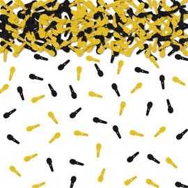 100pcs Microphone Confetti, Gold Glitter Singing Microphone Table Confetti, Rock Mousic Paper Scatters for Kids, Music KTV/Host Themed Party Table Decoration