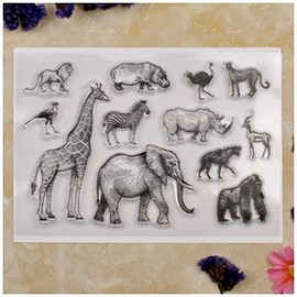 Kwan Crafts Animal World Elephant Giraffe Lion Clear Stamps for Card Making Decoration and DIY Scrapbooking