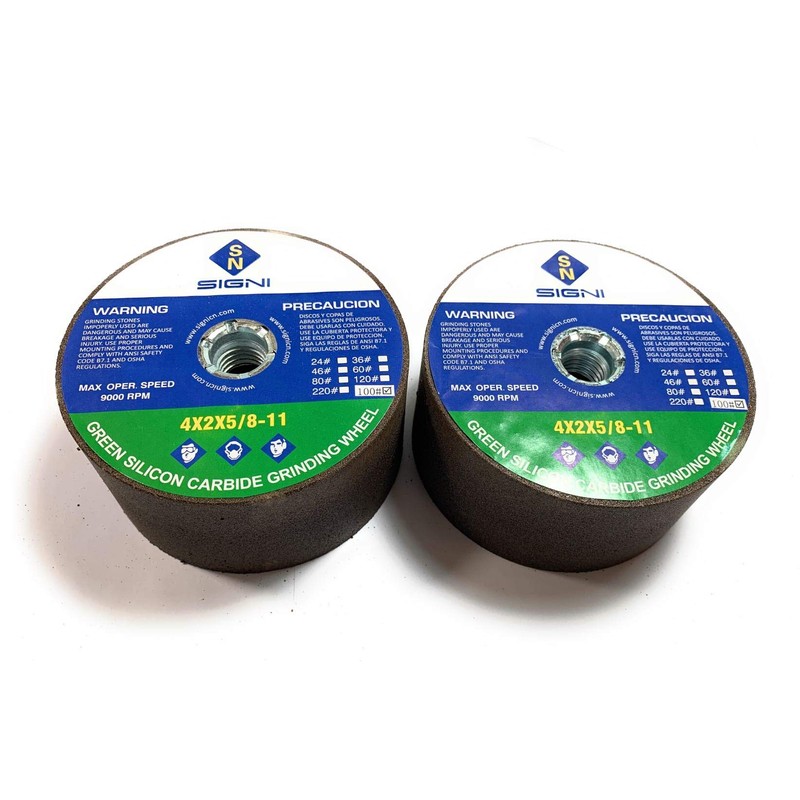 Green Grinding Stone with Thread for Grinding Granite 4X2X5/8-11 (1