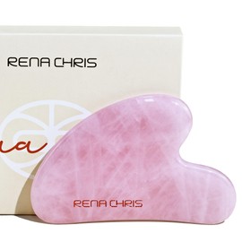 Rena Chris Gua Sha Facial Tools, Natural Jade Stone Guasha Tool, Manual Massage Sticks for Jawline Sculpting and Puffiness Reducing, Gua Sha Scraping Massage Tool, Skin-Care Gift (Pink)