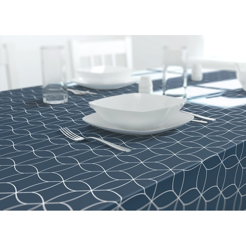 Dehaus® Wipe Clean Table Cloth - Navy Geo Flow -