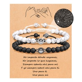 2 Pulseras para Pareja Pulsera te Amo en 100 Idiomas, Pulseras para Compartir con tu Novio Pareja, Pulsera de Pareja para Mujeres y Hombres, Regalos para Cumpleaños para Parejas