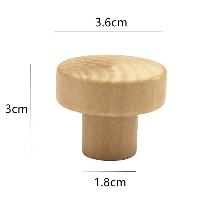 WEICHUAN 20PCS Round Unfinished Wood Cabinet Furniture Drawer Knobs Pulls
