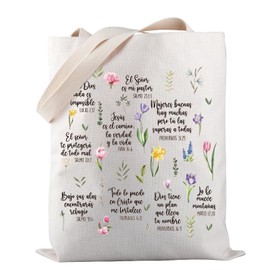 PWHAOO Frases Religiosas Tote Bag Gift Spanish Religious Gift Faith Jesus Gift Bible Verse Gift, Frases Religiosas Tote