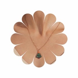 Inateannal Vintage Christmas Tree Pendant Necklace Gold Christmas Choker Necklace Christmas Tree Chain Necklace Colorful Enamel Tree Necklace Jewelry for Women and Girls