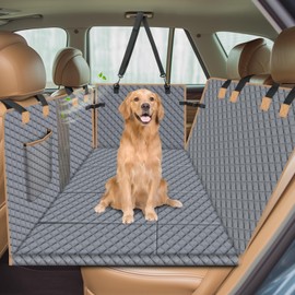 Lekespring Dog Car Seat Cover for Back Seat, Dog Car Bed Cover with Strong Hard Bottom, Car Back Seat Extender for Dogs, Dog Hammock for Car SUV Truck,4 Panels Gray Color